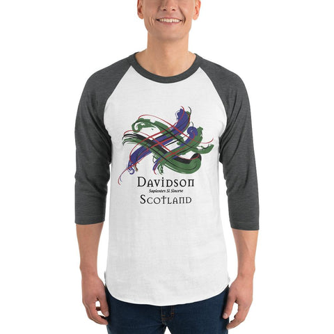 Image of Clan Davidson Tartan Scottish Sleeve Baseball Tee