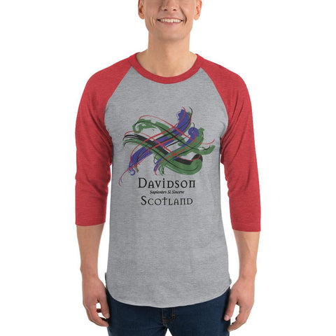 Image of Clan Davidson Tartan Scottish Sleeve Baseball Tee