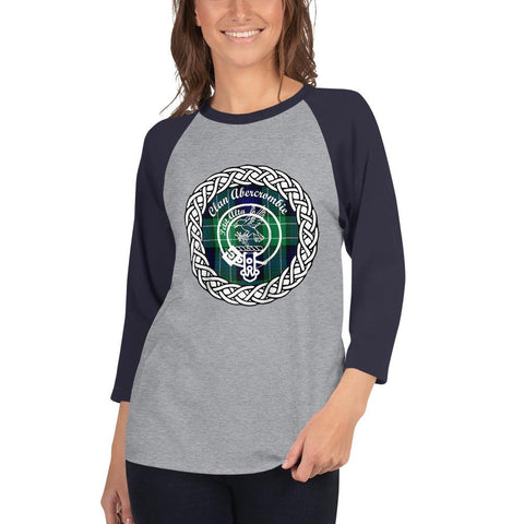 Image of Abercrombie Scottish Clan Tartan Crest Badge Sleeve Baseball Tee