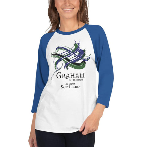 Image of Clan Graham of Montrose Tartan Scottish Sleeve Baseball Tee