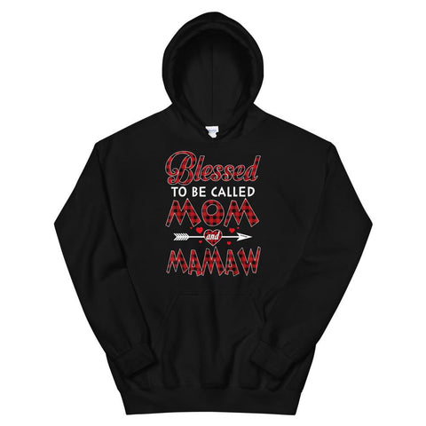 Image of Blessed To Be Called Mom and Mamaw-Buffalo Tartan Plaid Christmas Hooded Sweatshirt