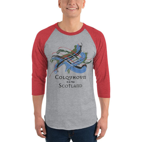 Image of Clan Colquhoun Tartan Scottish Sleeve Baseball Tee