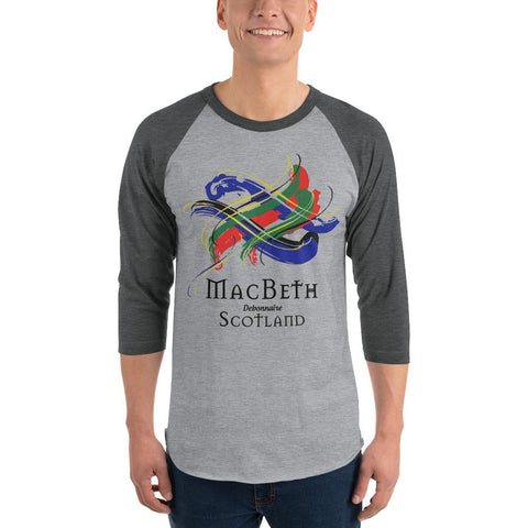 Image of Clan MacBeth Tartan Scottish Sleeve Baseball Tee