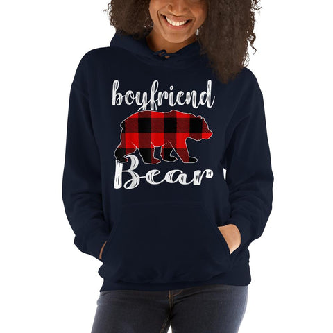 Image of Boyfriend Bear Plaid Tartan Christmas Hooded Sweatshirt Matching Family Pajama