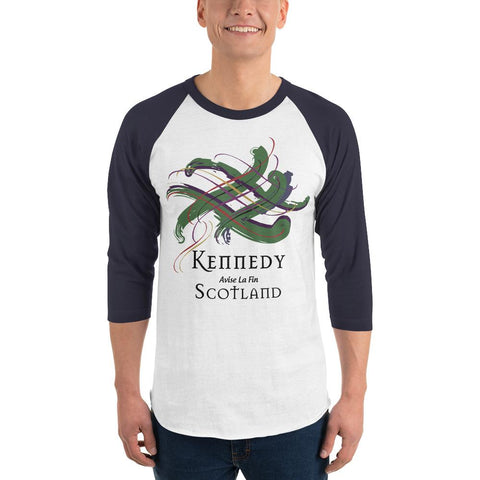 Image of Clan Kennedy Tartan Scottish Sleeve Baseball Tee