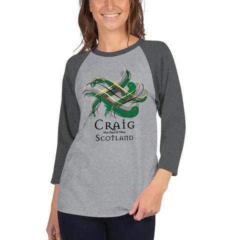 Image of Clan Craig Tartan Scottish Sleeve Baseball Tee