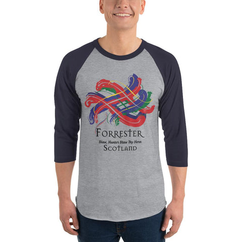 Image of Clan Forrester Tartan Scottish Sleeve Baseball Tee