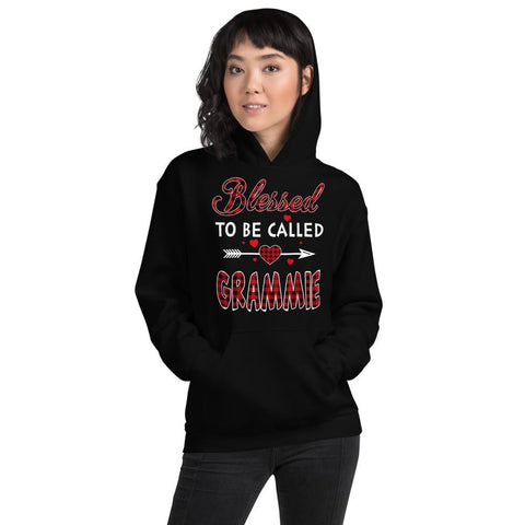 Image of Blessed To Be Called Grammie-Red Tartan Plaid Grandma Christmas Hooded Sweatshirt