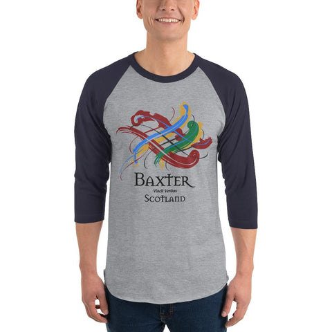 Image of Clan Baxter Tartan Scottish Sleeve Baseball Tee