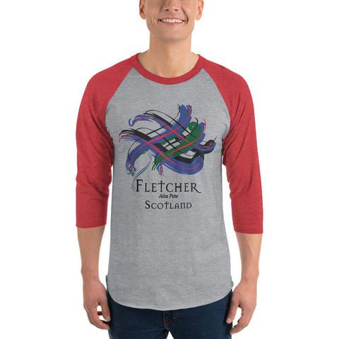 Image of Clan Fletcher Tartan Scottish Sleeve Baseball Tee