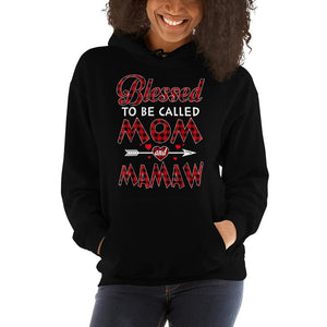 Blessed To Be Called Mom and Mamaw-Buffalo Tartan Plaid Christmas Hooded Sweatshirt