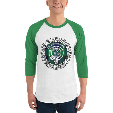 Image of Abercrombie Clan Tartan Crest Scottish Sleeve Baseball Tee