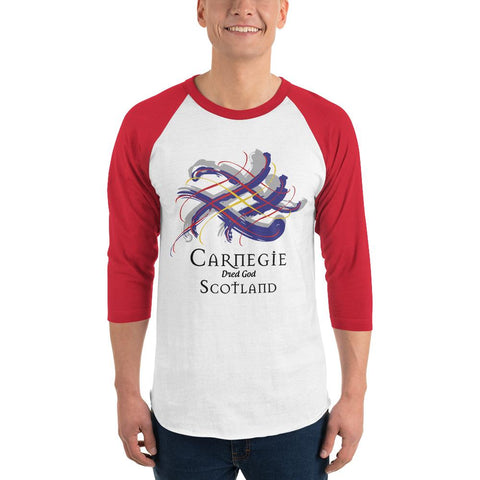 Image of Clan Carnegie Tartan Scottish Sleeve Baseball Tee