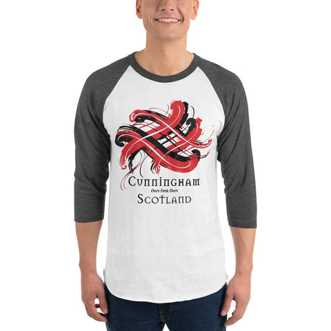 Image of Clan Cunningham Tartan Scottish Sleeve Baseball Tee