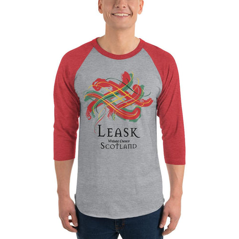 Image of Clan Leask Tartan Scottish Sleeve Baseball Tee