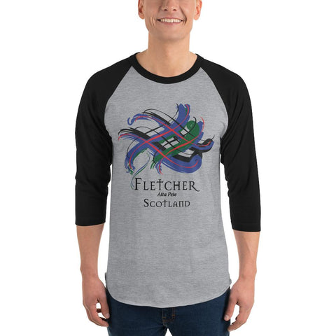 Image of Clan Fletcher Tartan Scottish Sleeve Baseball Tee