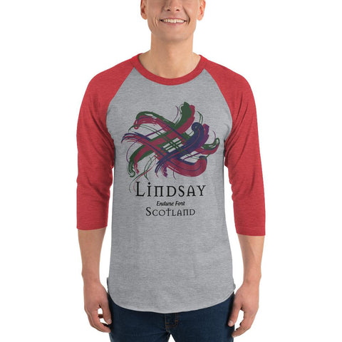 Image of Clan Lindsay Tartan Scottish Sleeve Baseball Tee