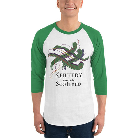 Image of Clan Kennedy Tartan Scottish Sleeve Baseball Tee