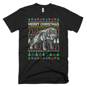 Ugly Xmas Wild Wolf Merry Christmas T-Shirt