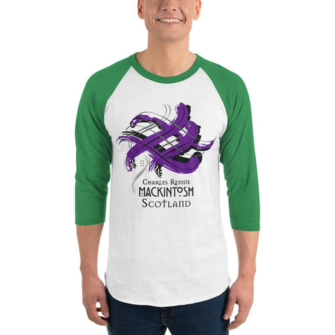 Image of Clan Charles Rennie Mackintosh Tartan Scottish Sleeve Baseball Tee