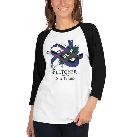 Image of Clan Fletcher Tartan Scottish Sleeve Baseball Tee