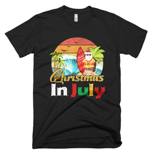 Xmas in July Santa Hawaiian Surfing Vintage Summer Surf Christmas T-Shirt