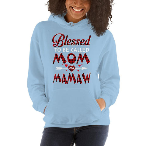 Image of Blessed To Be Called Mom and Mamaw-Buffalo Tartan Plaid Christmas Hooded Sweatshirt