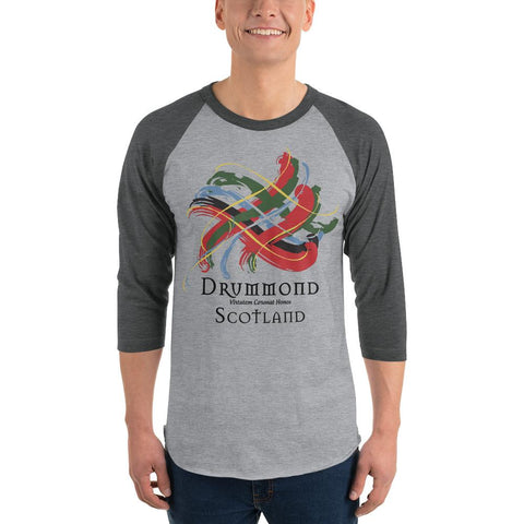 Image of Clan Drummond Tartan Scottish Sleeve Baseball Tee