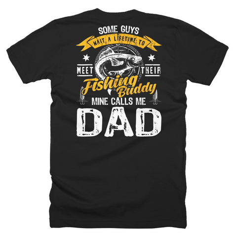 Image of Mens My Fishing Buddy Calls Me Dad Fisherman Father Day T-Shirt