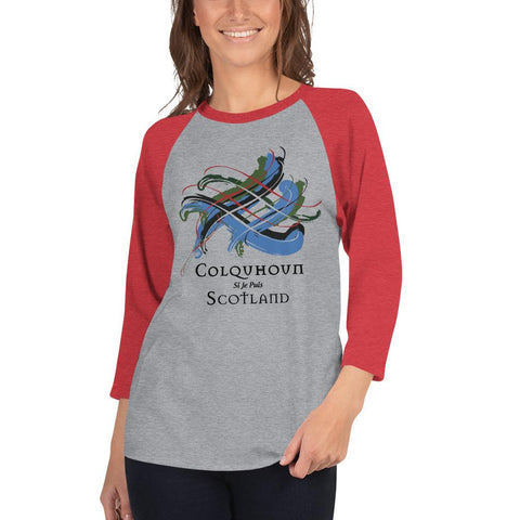 Image of Clan Colquhoun Tartan Scottish Sleeve Baseball Tee