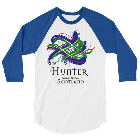 Image of Clan Hunter Tartan Scottish Sleeve Baseball Tee