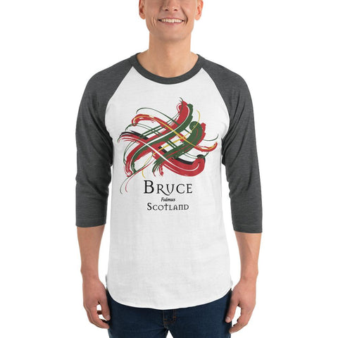 Image of Clan Bruce Tartan Scottish Sleeve Baseball Tee