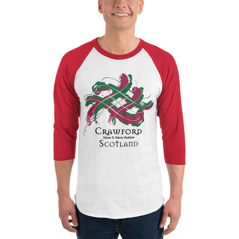 Image of Clan Crawford Tartan Scottish Sleeve Baseball Tee