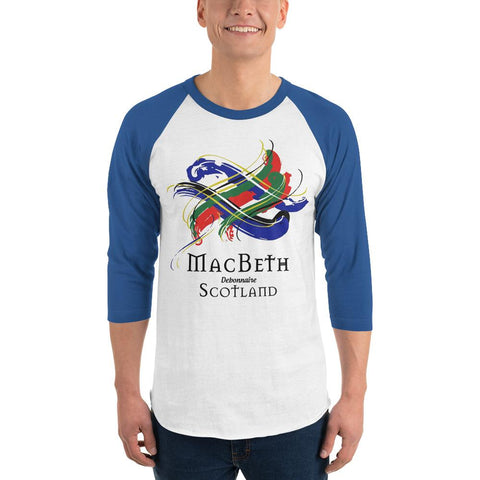 Image of Clan MacBeth Tartan Scottish Sleeve Baseball Tee