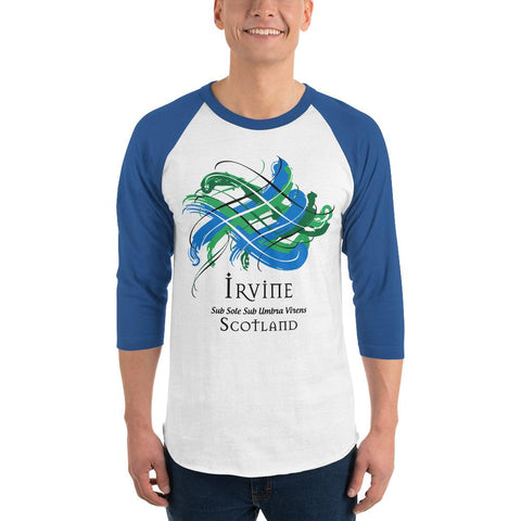 Image of Clan Irvine Classic Tartan Scottish Sleeve Baseball Tee