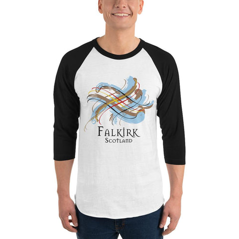 Image of Clan Falkirk Scotland Tartan Scottish Sleeve Baseball Tee