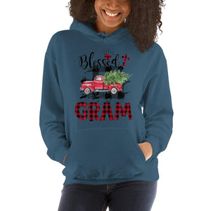 Blessed Gram Red Tartan Plaid Christmas Hooded Sweatshirt