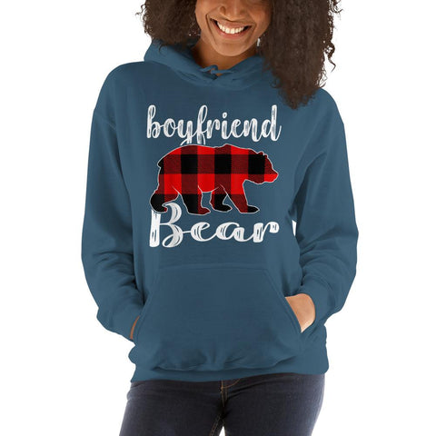 Image of Boyfriend Bear Plaid Tartan Christmas Hooded Sweatshirt Matching Family Pajama