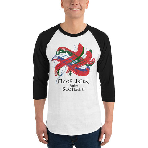 Image of Clan MacAlister Tartan Scottish Sleeve Baseball Tee