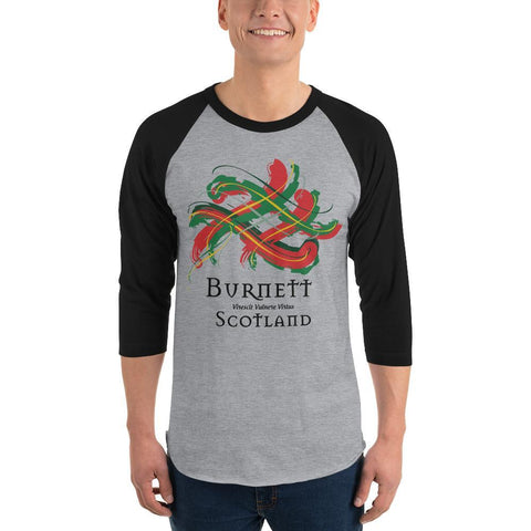 Image of Clan Burnett Tartan Scottish Sleeve Baseball Tee