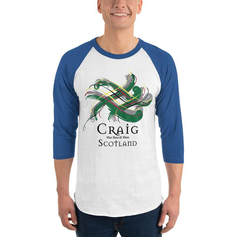 Image of Clan Craig Tartan Scottish Sleeve Baseball Tee