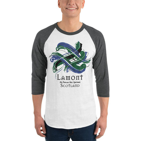 Image of Clan Lamont Tartan Scottish Sleeve Baseball Tee