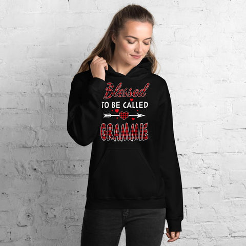 Image of Blessed To Be Called Grammie-Red Tartan Plaid Grandma Christmas Hooded Sweatshirt