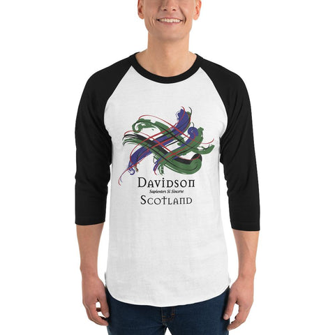 Image of Clan Davidson Tartan Scottish Sleeve Baseball Tee