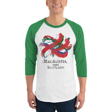 Image of Clan MacAlister Tartan Scottish Sleeve Baseball Tee