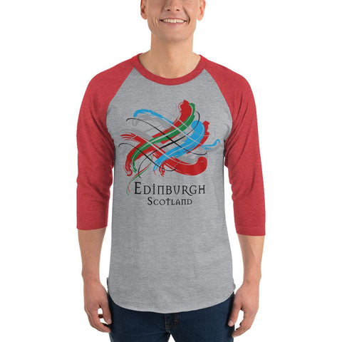 Image of Clan Edinburgh Scotland Tartan Scottish Sleeve Baseball Tee