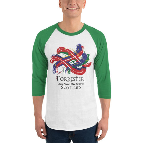 Image of Clan Forrester Tartan Scottish Sleeve Baseball Tee