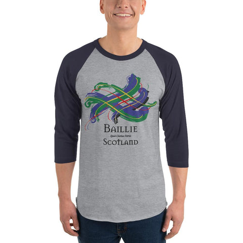 Image of Clan Baillie Tartan Scottish Sleeve Baseball Tee