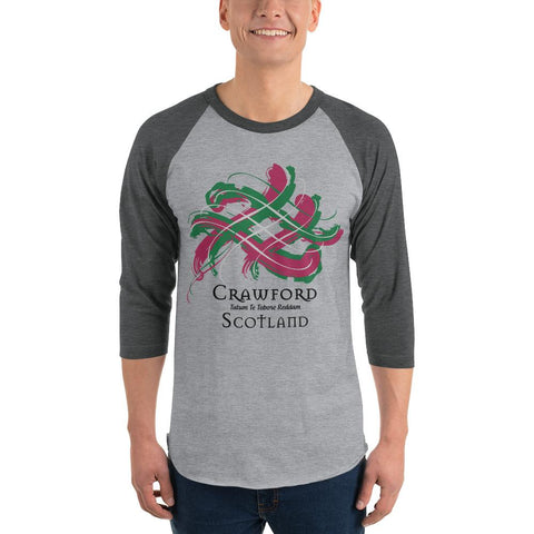 Image of Clan Crawford Tartan Scottish Sleeve Baseball Tee