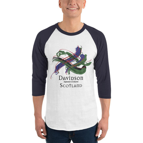 Image of Clan Davidson Tartan Scottish Sleeve Baseball Tee